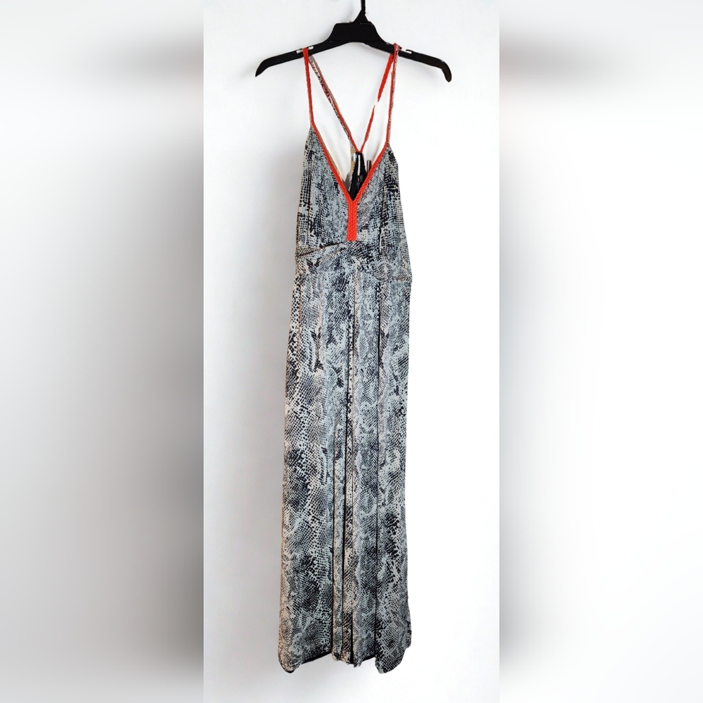 City Chic Black and White Snakeskin Print Dress with Red Detail